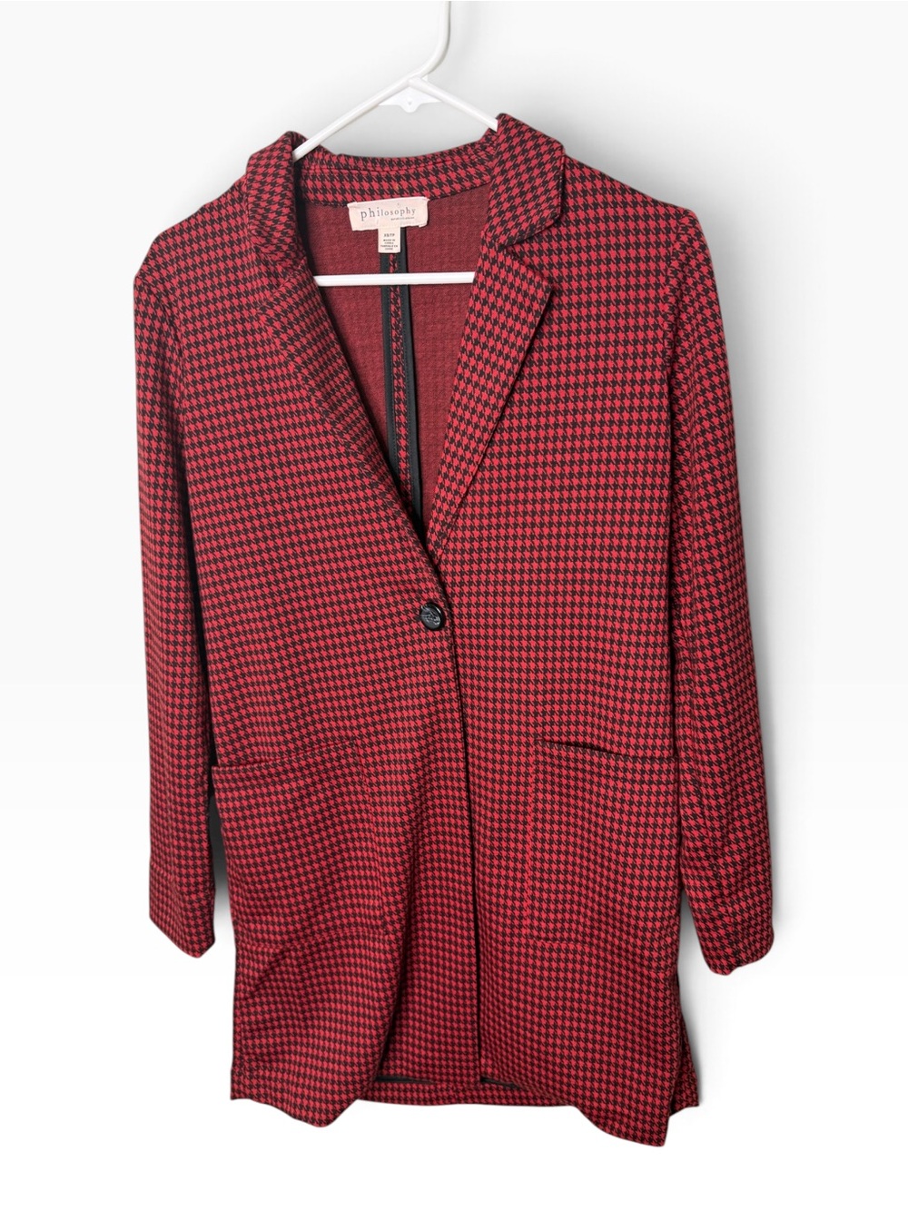 Philosophy Republic Clothing Red Black Size XS Houndstooth Blazer Jacket